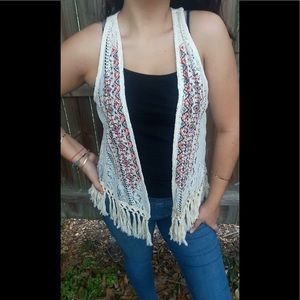 White and colorful cute cardigan